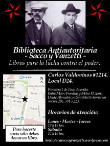 Cartel biblio Sacco y Vanzetti Chile